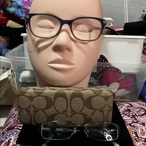 Coach Black and Tan Glasses with Signature Pattern Case